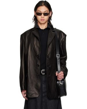 Lu'u Dan Oversized Tailored Leather Suit Jacket - Black