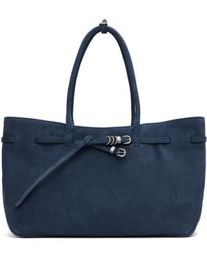 Marge Sherwood Leather 'Grandma' Used Large Tote - Blue