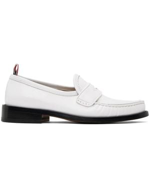 Thom Browne Thom E ホワイト スパッツォラート Pleated Varsity ローファー - ブラック