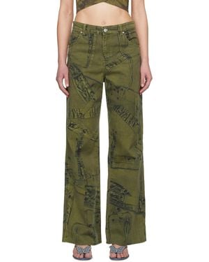 Blumarine Khaki Printed Jeans - Green