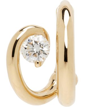 C.Chesnais Serti Sculpté Single Hoop Earring - Metallic