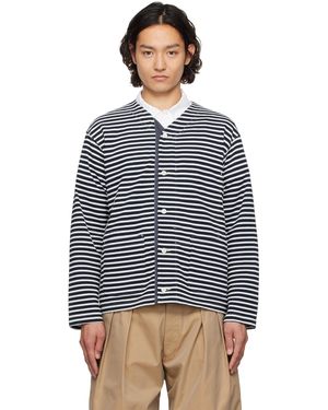 Engineered Garments Pc Stripe Jersey Knit Cardigan - Blue