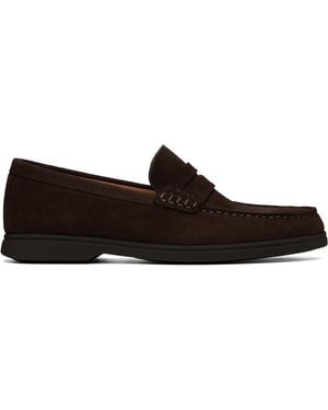 BOSS Suede Logo Penny Trim Loafers - Black