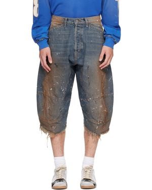Satoshi Nakamoto Acid Rain Denim Shorts - Blue