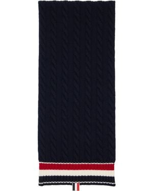 Thom Browne Cable Knit Wool Scarf - Blue