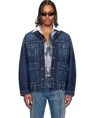 Jean Paul Gaultier Cutout Denim Jacket - Blue