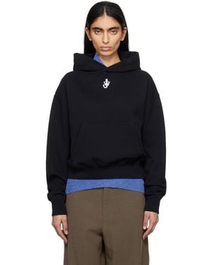 JW Anderson ブラック Anchor ロゴ クロップド フーディ