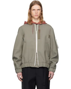 Sacai トープ Suiting Bonding ボンバージャケット - グレー