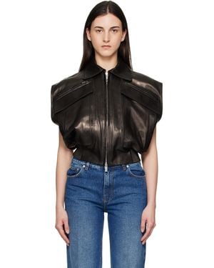 Versace Embossed-Logo Leather Vest - Black