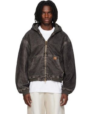 Alexander Wang Blouson Menuisier Surdimensionné Noir À Effet Floqué