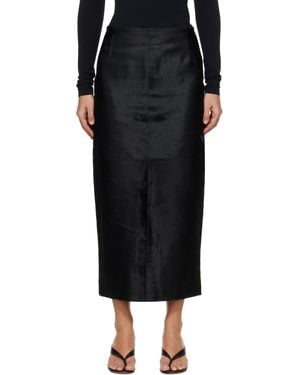 Nour Hammour Elisse Long Pencil Ponyhair Skirt - Black