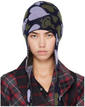 Vivienne Westwood Khaki & Ear Flap Beanie - Blue