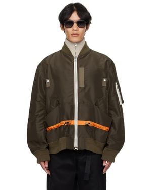 Sacai Khaki Nylon Twill Blouson Bomber Jacket - Black