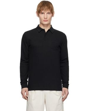 Sunspel Long Sleeve Riviera Polo - Black