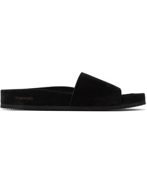 【関税込み】TOM FORD ブラック Wicklow スエード サンダル TOM FORD: ブラック Wicklow スエード サンダル | SSENSE 日本