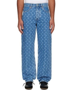 Marine Serre Moon Laser Baggy Jeans - Blue