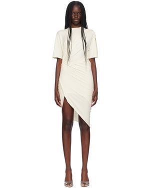 Mugler オフホワイト ドレープ ピアス ミニワンピース - ブラック
