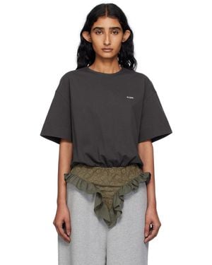 Pushbutton Ruffle Panty T-Shirt - Black
