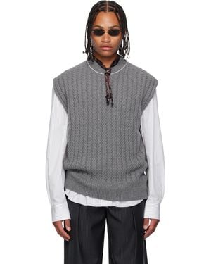SONIA CARRASCO Cable Knit Jumper Vest - Grey
