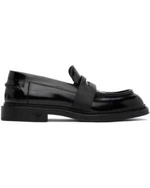 Emporio Armani ブラック ブラッシュレザー ローファー