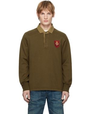 RRL カーキ Crest-Patch ジャージ ラガーシャツ - グリーン