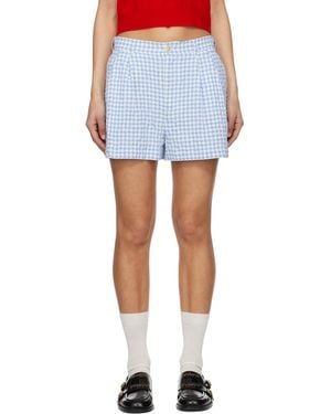 Marni Checked Seersucker Shorts - Blue