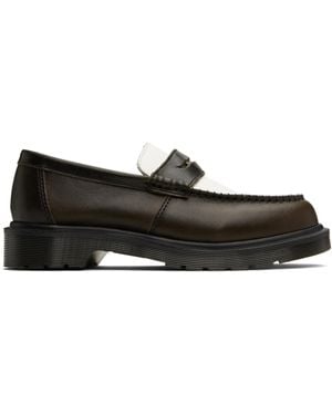 Dr. Martens ブラウン＆ホワイト Penton ツートーン レザー ローファー - ブラック