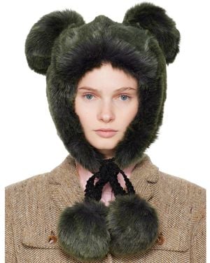 Anna Sui Ssense Exclusive Faux Fur Teddy Bear Hat - Black