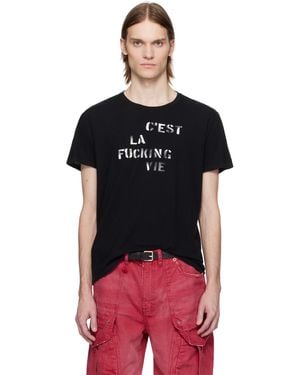 R13 ブラック 'C'Est La Fucking Vie' Boy Tシャツ