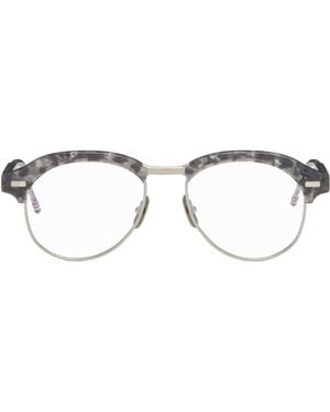 Thom Browne Acetate & Titanium Pilot Glasses - Brown