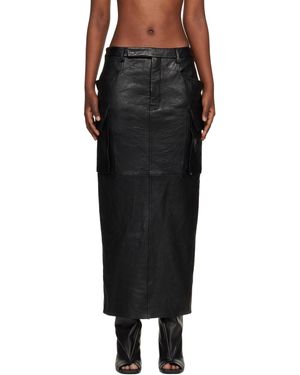 Rick Owens Temple Firbanks Leather Midi Skirt - Black