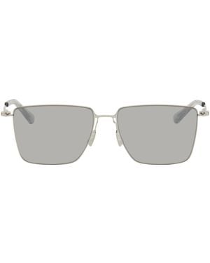Bottega Veneta シルバー Ultrathin レクタンギュラー サングラス - ブラック
