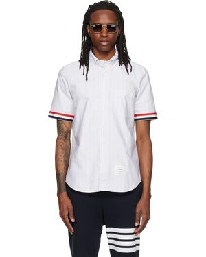 Thom Browne Straight Fit Button Down Short Sleeve Shirt - White