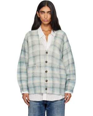 R13 Cardigan Surdimensionné Bleu À Motif À Carreaux - Gris