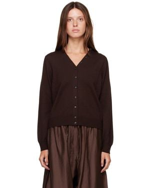 Cordera Merino Wool Button Cardigan - Brown