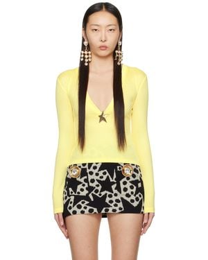 Area Yellow Star Stud Top - Black