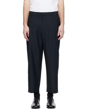 Maison Kitsuné Cropped Pleated Trousers - Black