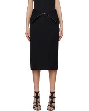 McQueen ブラック Split Hem ミディアムスカート