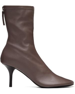 Acne Studios Bottines Brunes En Cuir Extensible - Marron