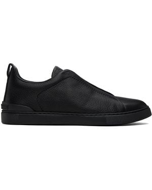 ZEGNA Black Triple Stitch Trainers