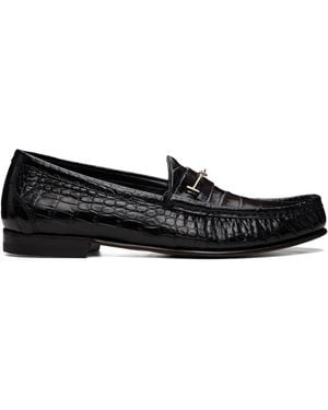 Tom Ford Croc Double T Oscar Loafers - Black