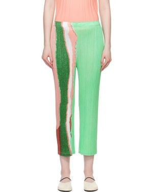 Pleats Please Issey Miyake Grainy Colours Trousers - Green