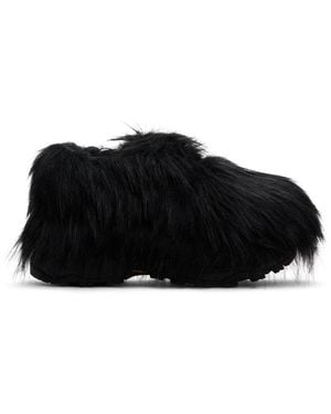 Sacai Faux-Fur Lace-Up Derby Shoes - Black