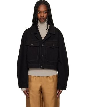 Lemaire Cropped Blouson Denim Jacket - Black