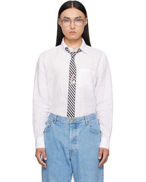 Thom Browne 4-Bar Linen Shirt - White