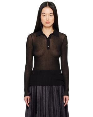 Moncler ブラック 長袖 ニットポロシャツ