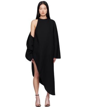 Alaïa Wool Gazar Wrap Coat - Black