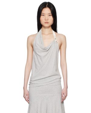 Belle The Label Débardeur Miray Gris Et Blanc - Noir