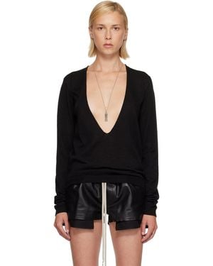Rick Owens Pull Noir À Col En V Plongeant