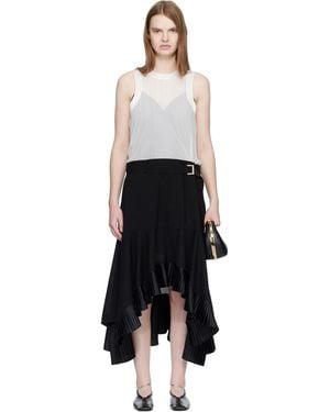 Sacai Off- Suiting Satin Midi Dress - Black